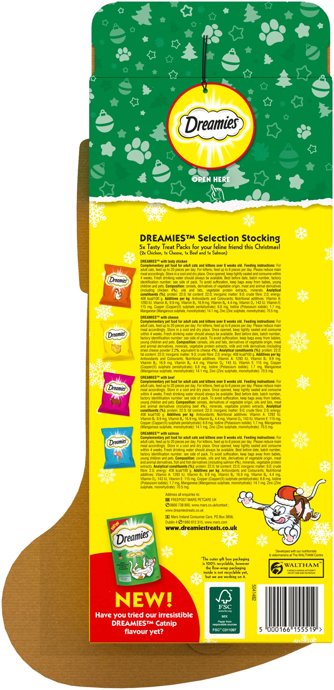 Dreamies Variety Stocking Adult Cat Treats 5 x 30g bags (3 X Stockings)