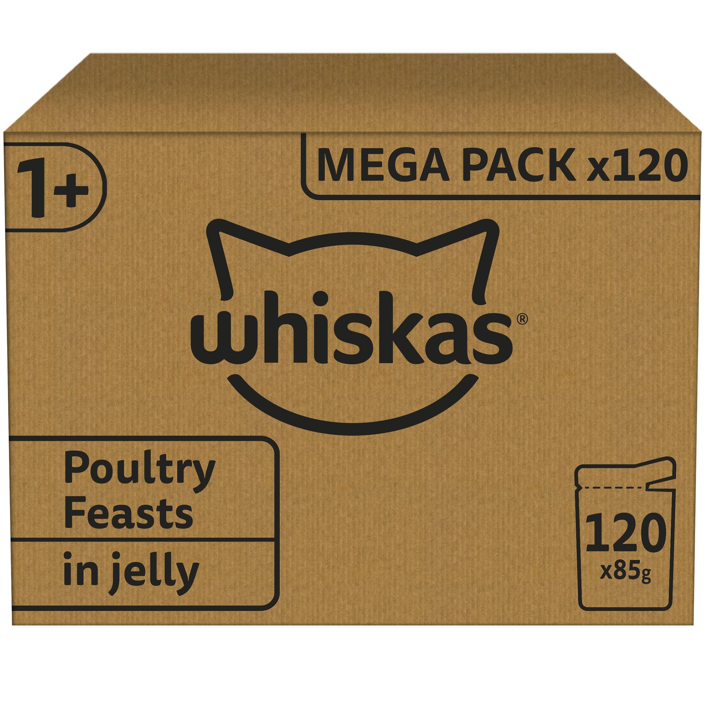 Whiskas 1+ Wet Cat Food for Adult Cats Poultry Selection in Jelly