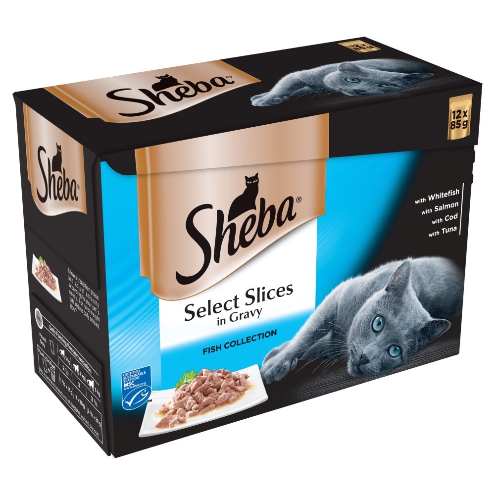 Sheba Pouch Select Slices Fish Collection In Gravy 12x85g (Pack of 4)