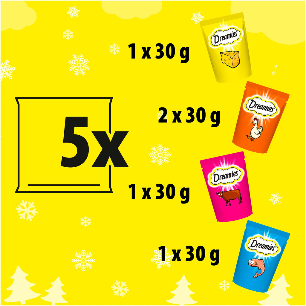 Dreamies Variety Stocking Adult Cat Treats 5 x 30g bags (7 X Stockings)