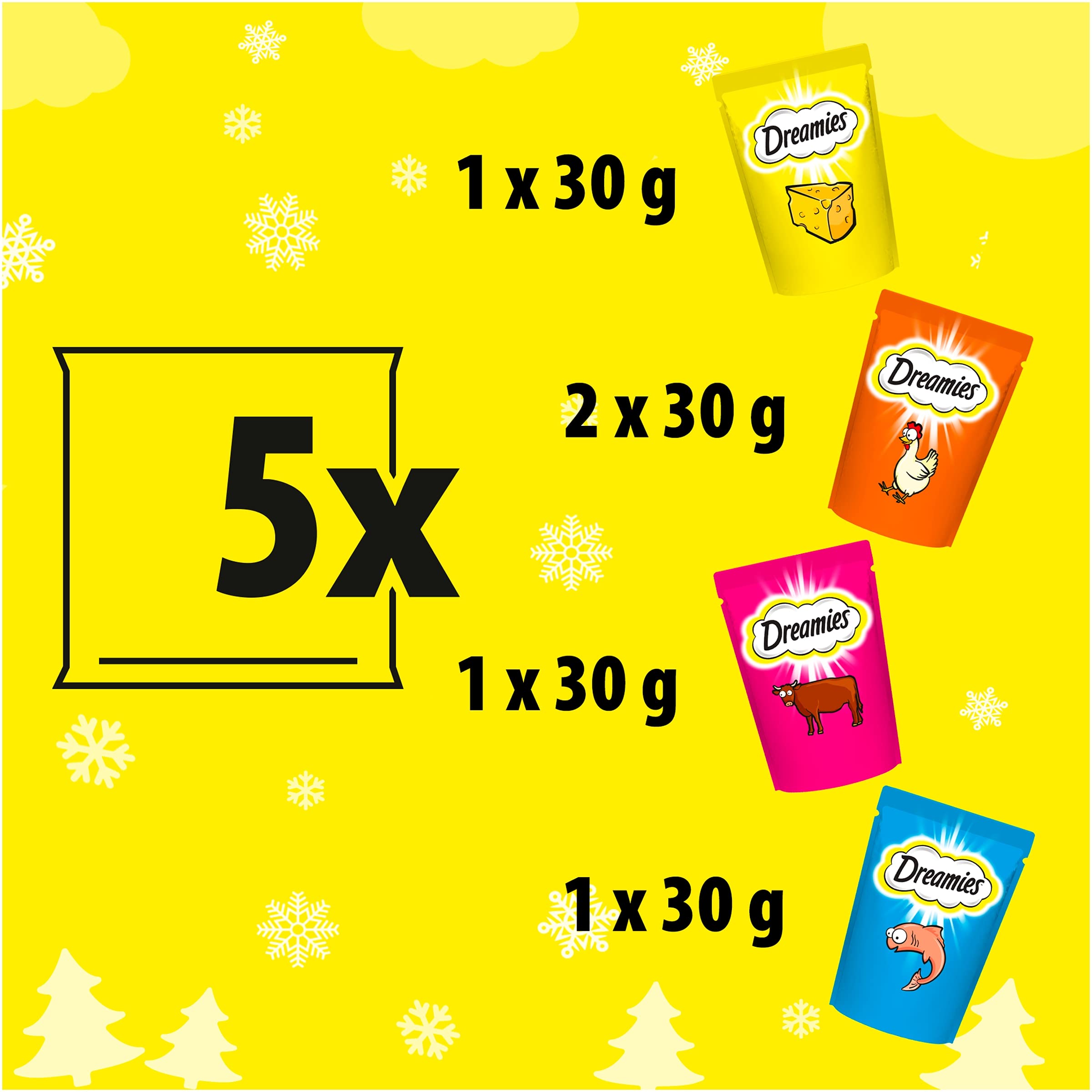 Dreamies Variety Stocking Adult Cat Treats 5 x 30g bags (7 X Stockings)
