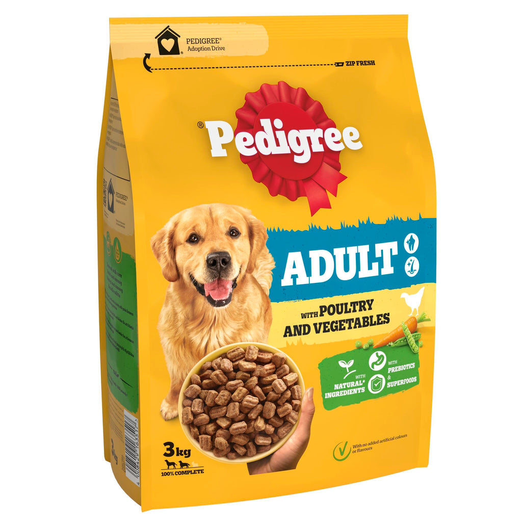 Pedigree Complete Dog Dry Food for Dogs with Poultry and Vegetable 3 x 3 kg