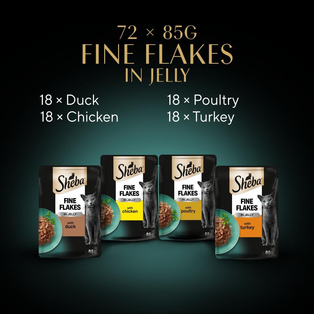 Sheba Fine Flakes Poultry Collection in Jelly 72 Pouches