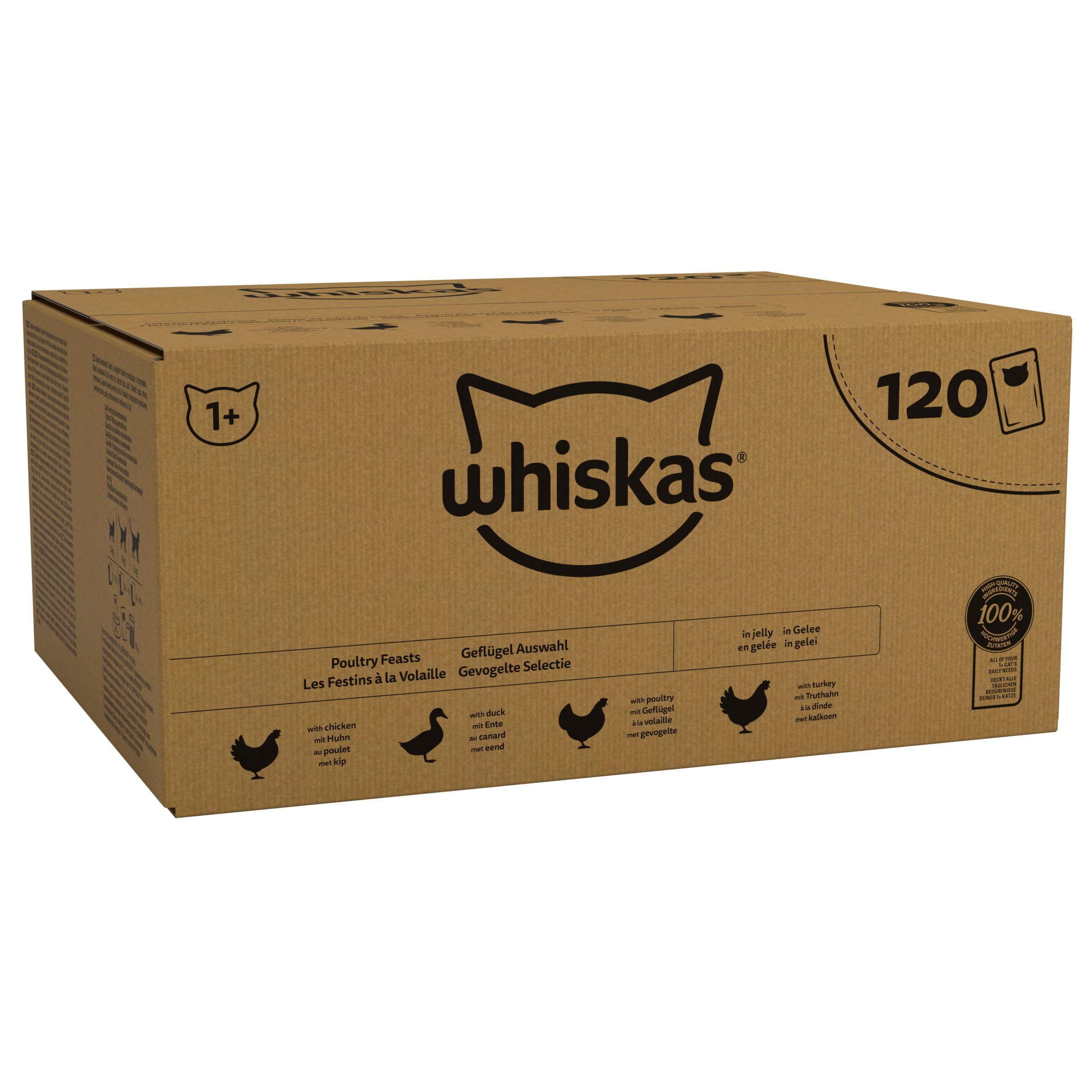 Whiskas 1+ Wet Cat Food for Adult Cats Poultry Selection in Jelly