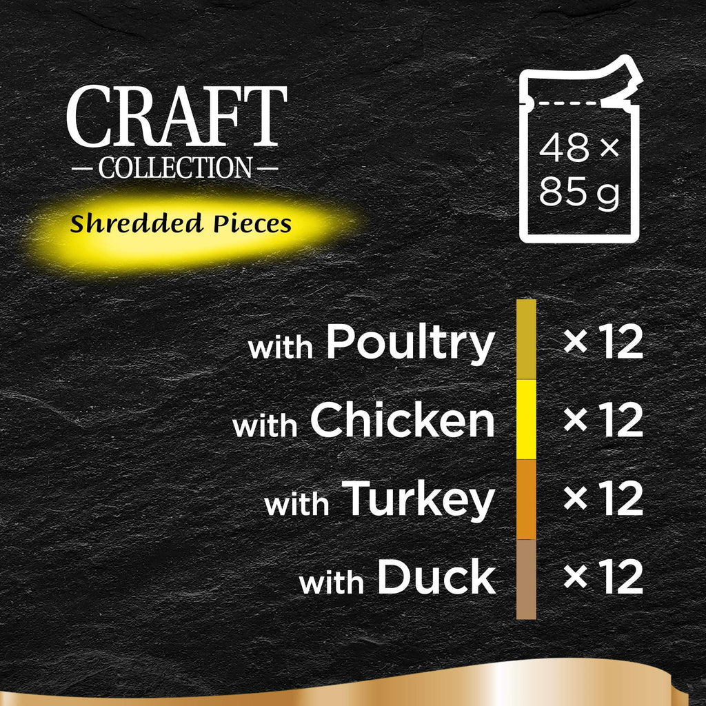 Sheba Craft Collection – Poultry Selection in Gravy – Wet Cat Food Pouches for Adult Cats – 48 x 85 g Pack