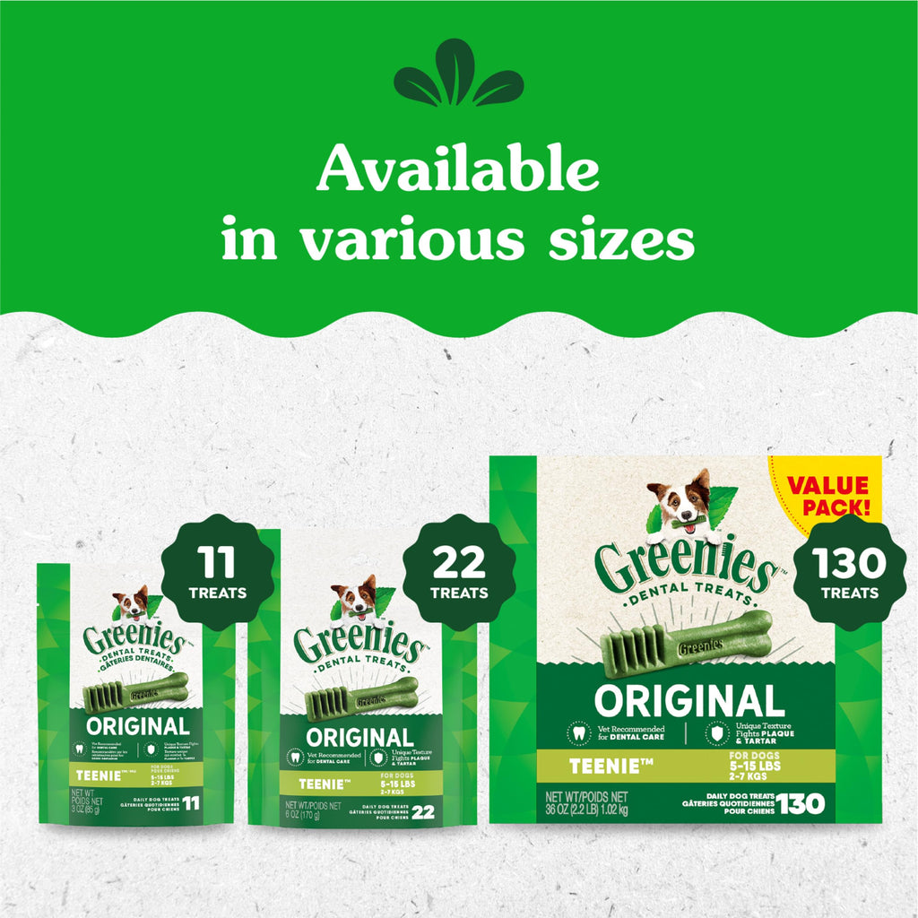 GREENIES Original Dental Teenie Treats for Dogs 5-15 Pounds 11 Count